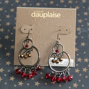 Carol Dauplaise Red and Gold Earrings